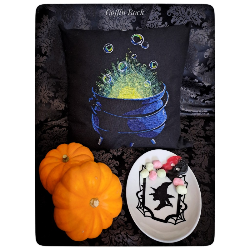 Coussin chaudron bouillon vert