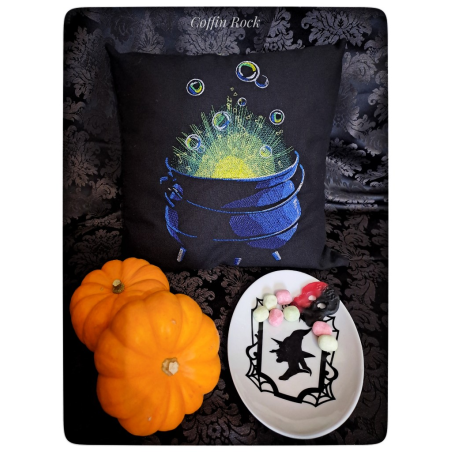 Coussin chaudron bouillon vert