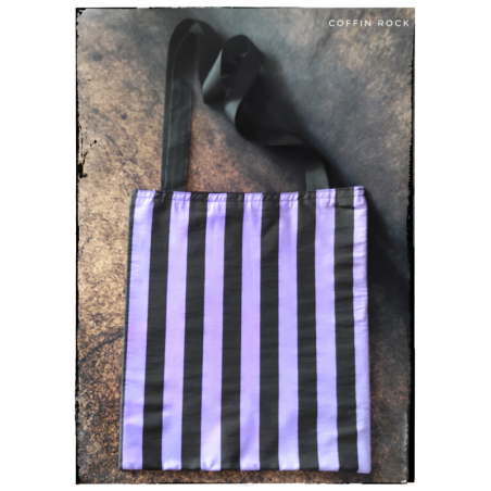 tote bag : rayures violet/noir