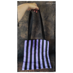 tote bag : rayures violet/noir doublé