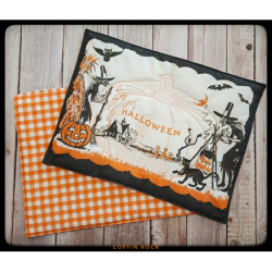 duo set de table halloween brodé