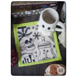 crânes et cactus : grand tapis cosy pour tasse ou théière