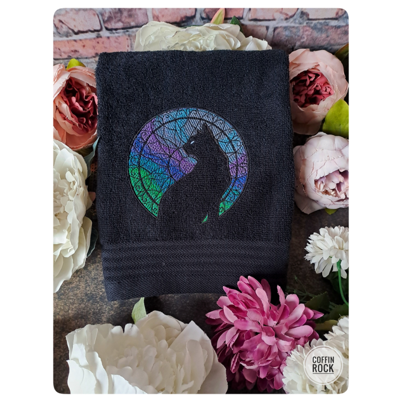 Vitrail couleur froide - Serviette brodée