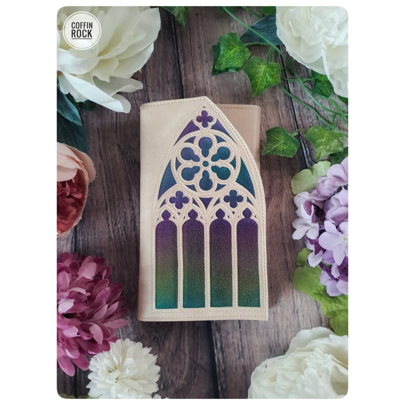 portefeuille cathédrale beige vitrail coloré - multicolore